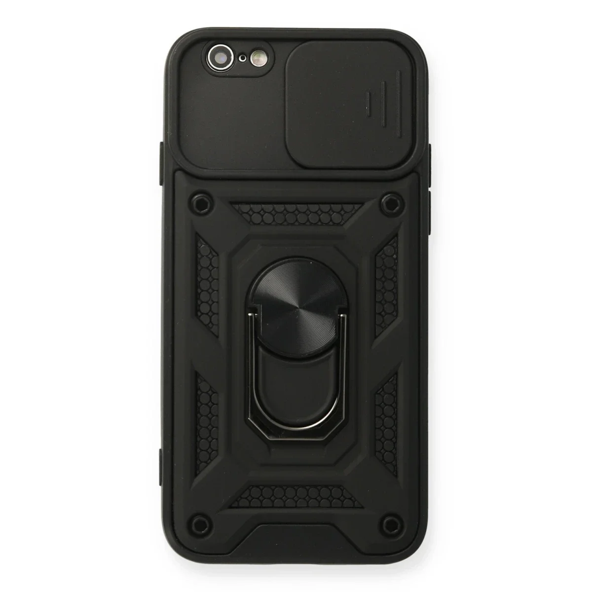 Apple iPhone 6 Kılıf Pars Lens Yüzüklü Silikon - Siyah