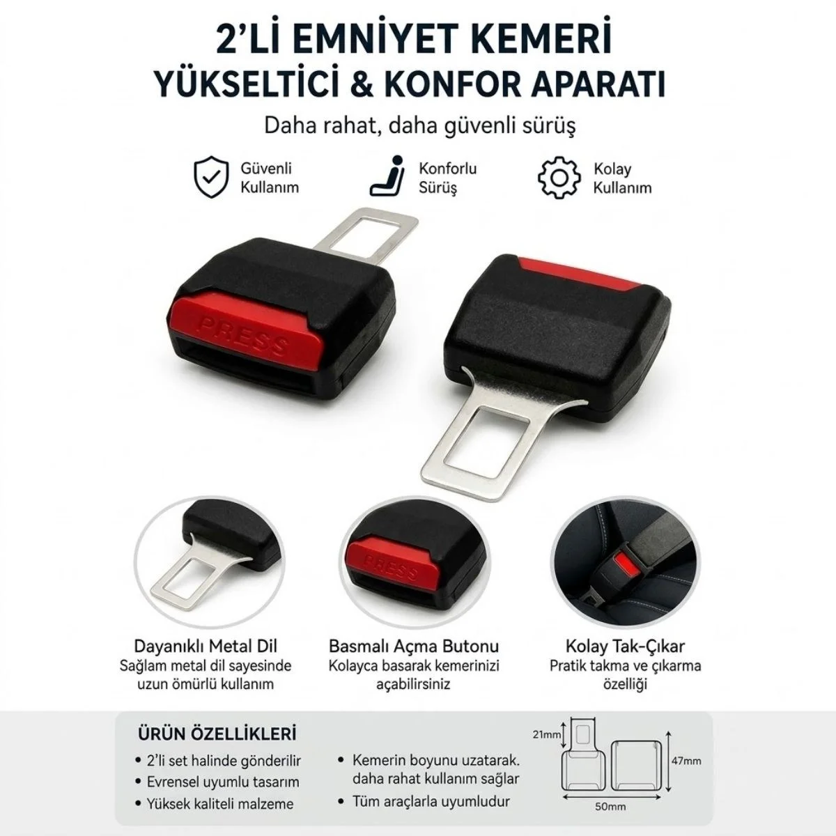 2'li Emniyet Kemeri Yükseltici ve Konfor Aparatı görsel 5
