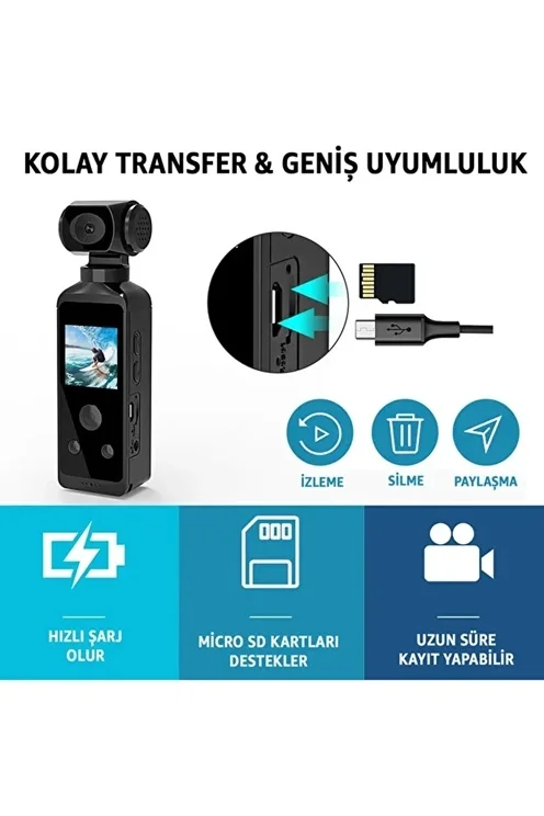 4K Ultra HD Aksiyon Kamerası 270° Geniş Açı Döner Klips Su Geçirmez Kılıf WiFi Kamera görsel 5