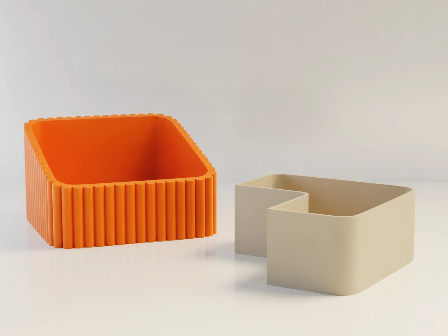 3D Baskı Fıstık Kasesi - Çift Hazneli Kabuk Ayırıcı Sunum Kasesi - Turuncu Bej görsel 2