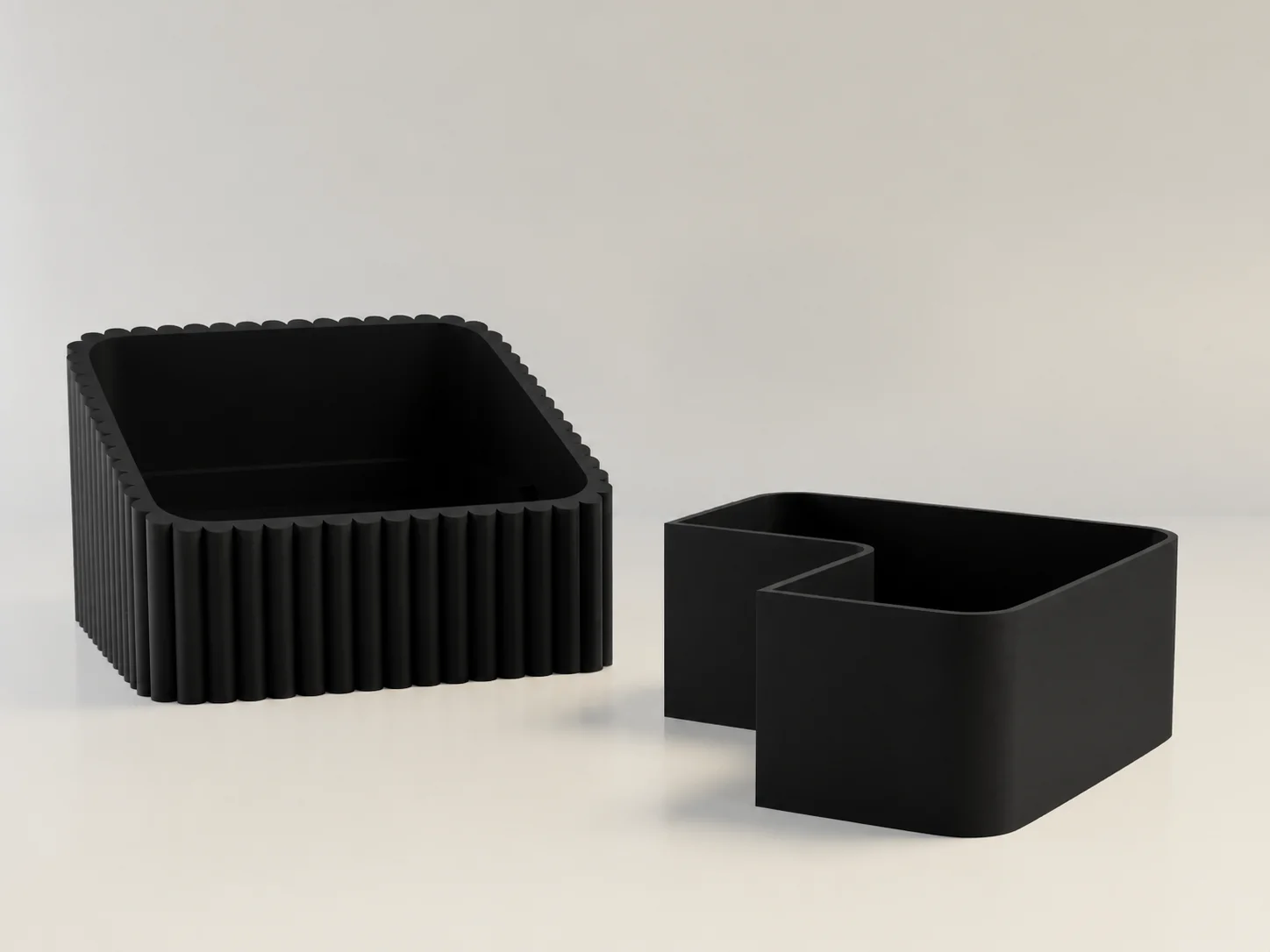 3D Baskı Fıstık Kasesi - Çift Hazneli Kabuk Ayırıcı Sunum Kasesi - Siyah Siyah görsel 2