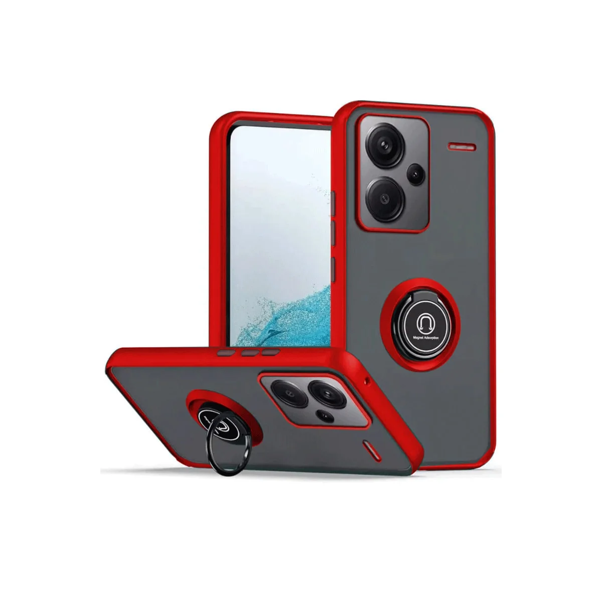 Xiao Red Note 13 Pro Plus Kılıf Montreal Yüzüklü Silikon Kapak - Kırmızı