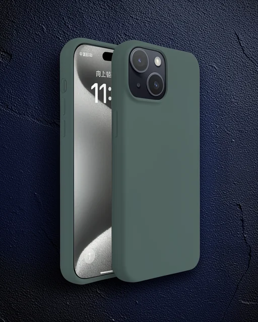 Apple İphone 15 Plus Kılıf First Silikon - Koyu Yeşil
