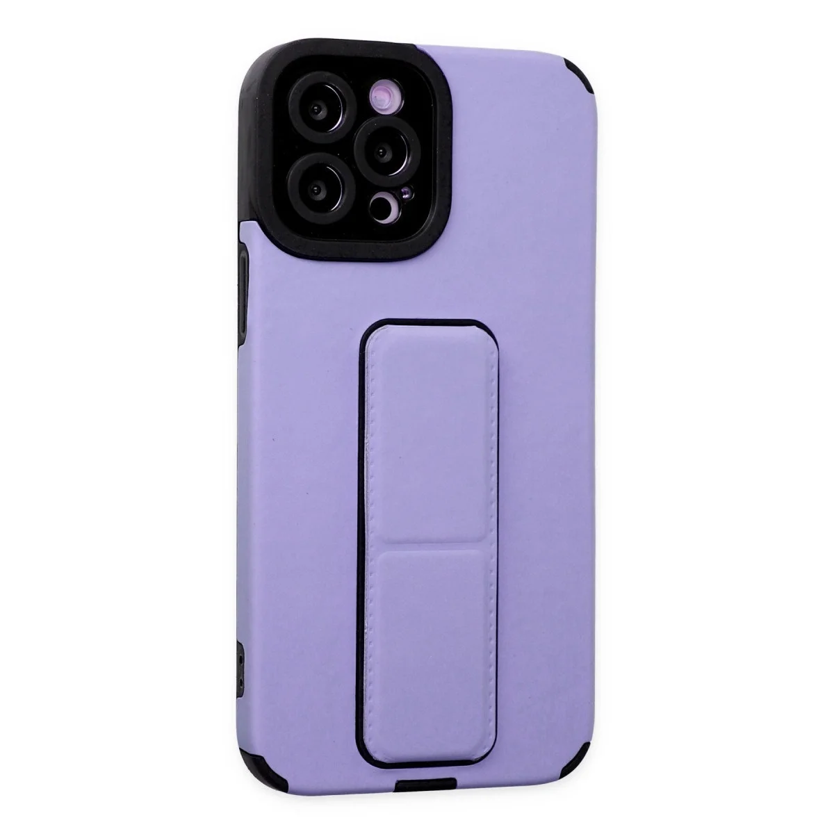 Apple İphone 12 Pro Max Kılıf Mega Standlı Silikon - Lila görsel 2