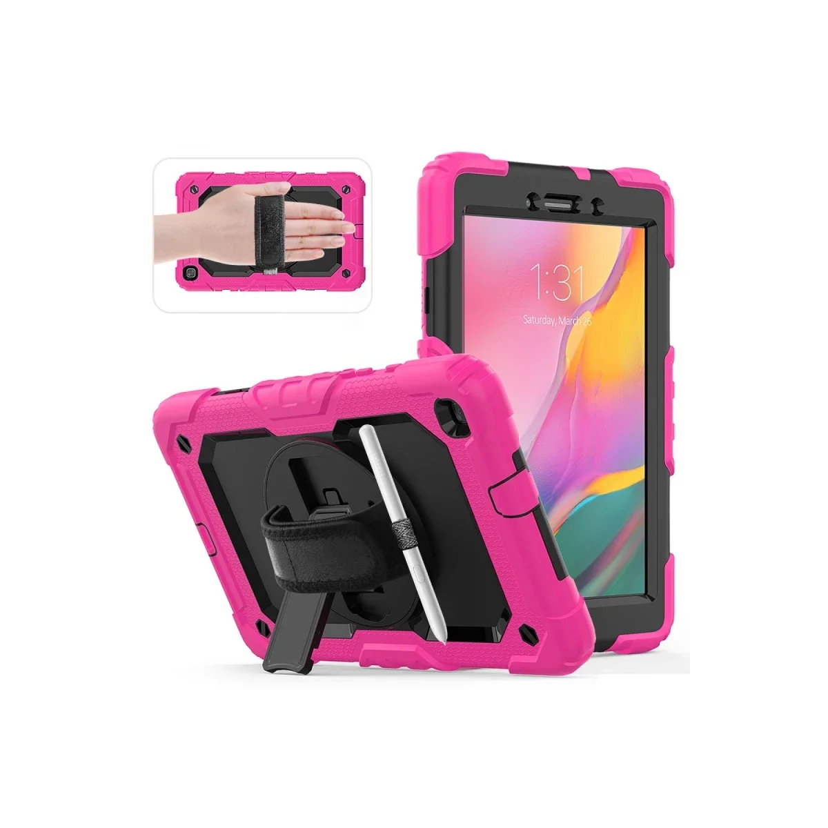 Samsung Galaxy T290 Tab A 8 Kılıf Pars Tablet Kapak - Pembe görsel 7