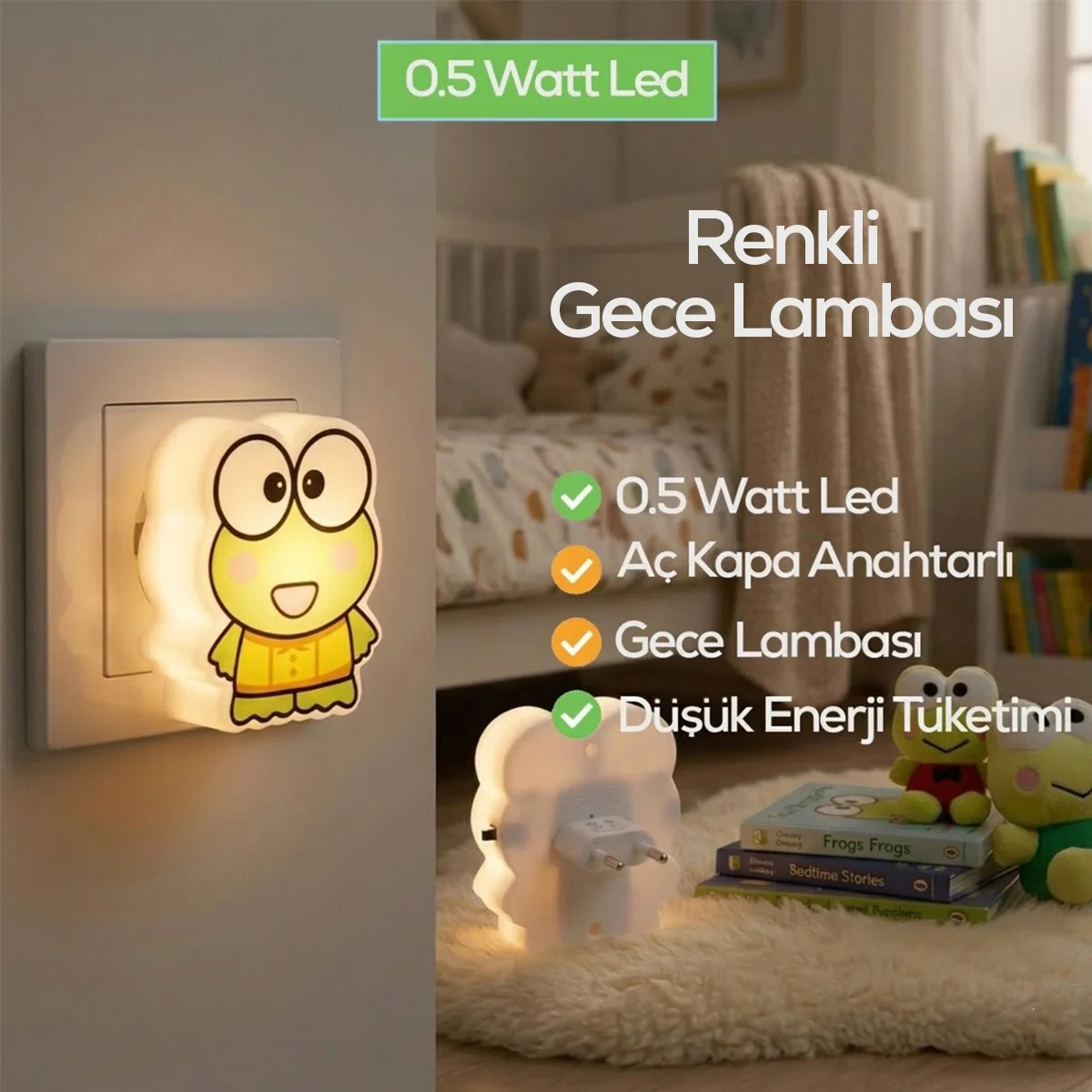 Kurbağa Gece Lambası 3 LED 0.5W
