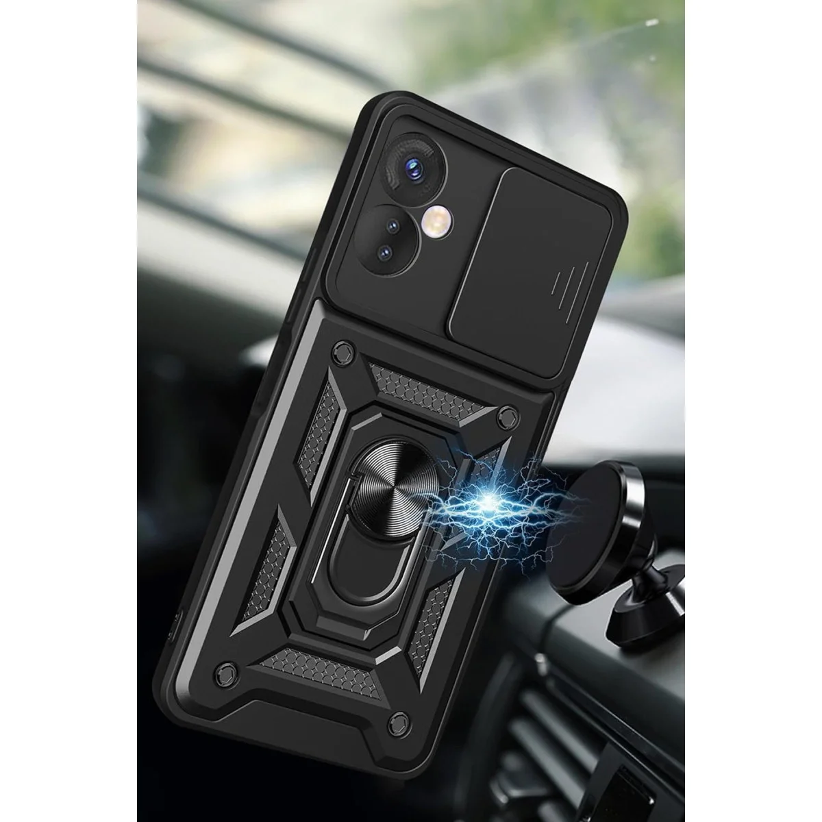 İnfinix Hot 30 4g Kılıf Pars Lens Yüzüklü Silikon - Gümüş görsel 4