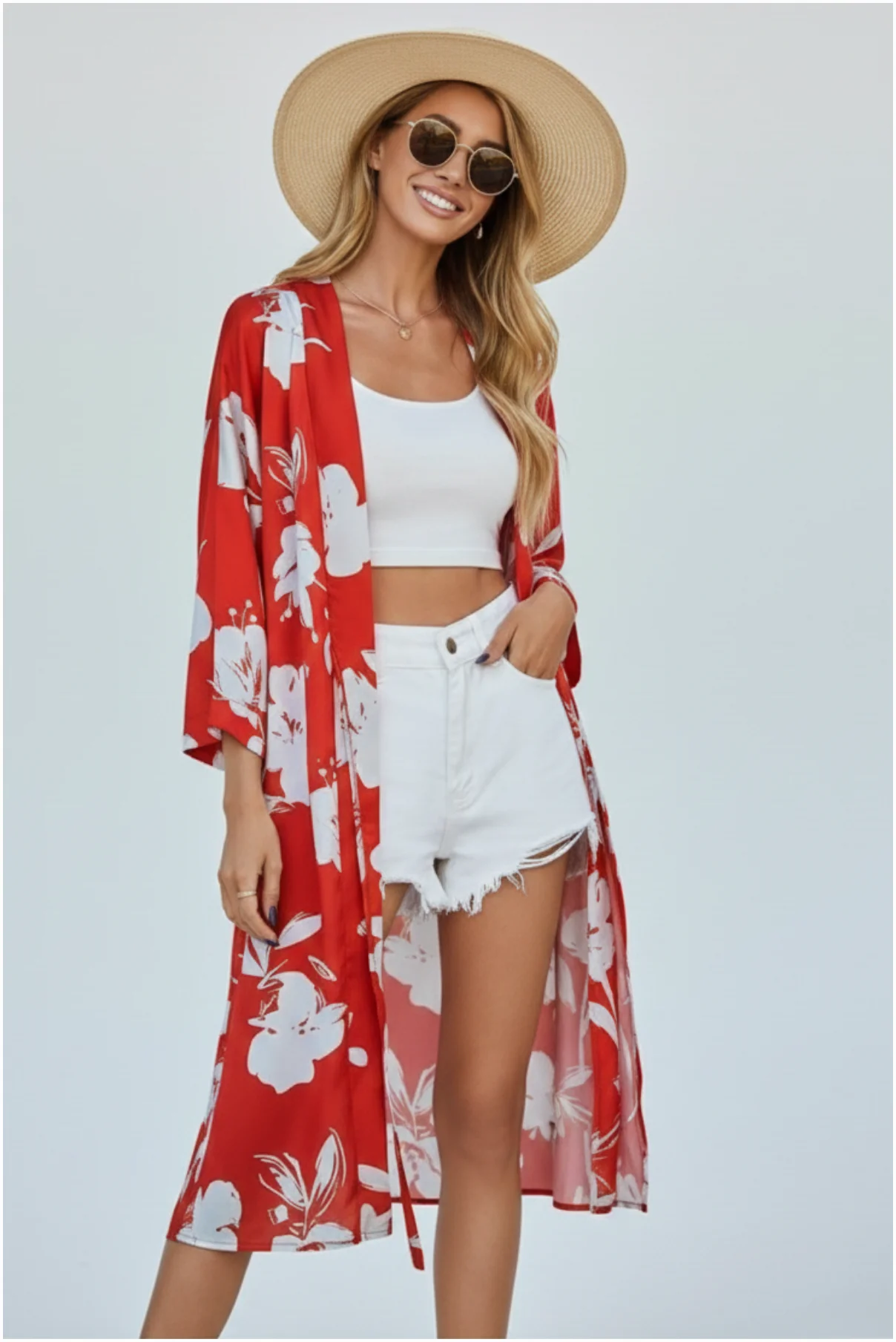 Kadın Belden Bağlamalı Şık Kimono görsel 3