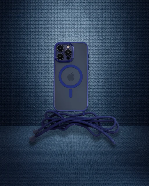 Apple İphone 13 Pro Kılıf Divo Lazer Askılı Magsafe Kapak - Mavi