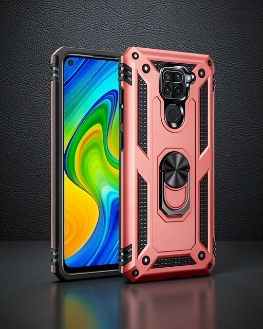 Xiaomi Redmi Note 9 Kılıf Sofya Yüzüklü Silikon Kapak - Rose