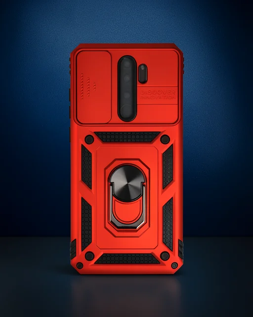 Xiaomi Redmi Note 8 Pro Kılıf Pars Lens Yüzüklü Silikon - Kırmızı
