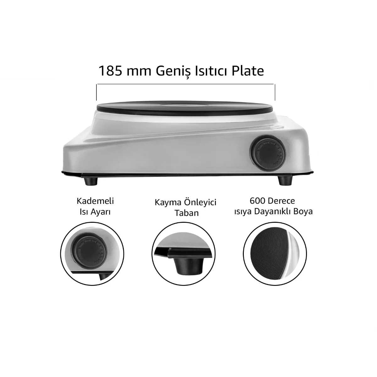 185 mm 1500W Tek Gözlü Elektrikli Ocak görsel 2