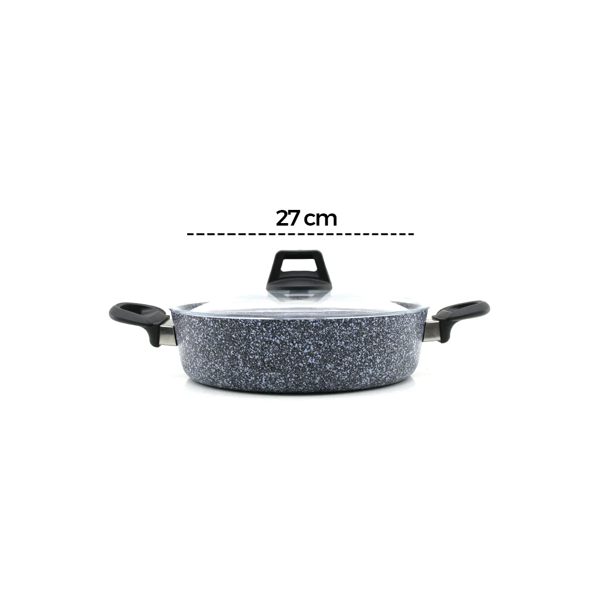 7 Parça Granit Tencere ve Tava Seti (20-24cm Derin, 27cm Cam Kapak, 26cm Tava) görsel 5