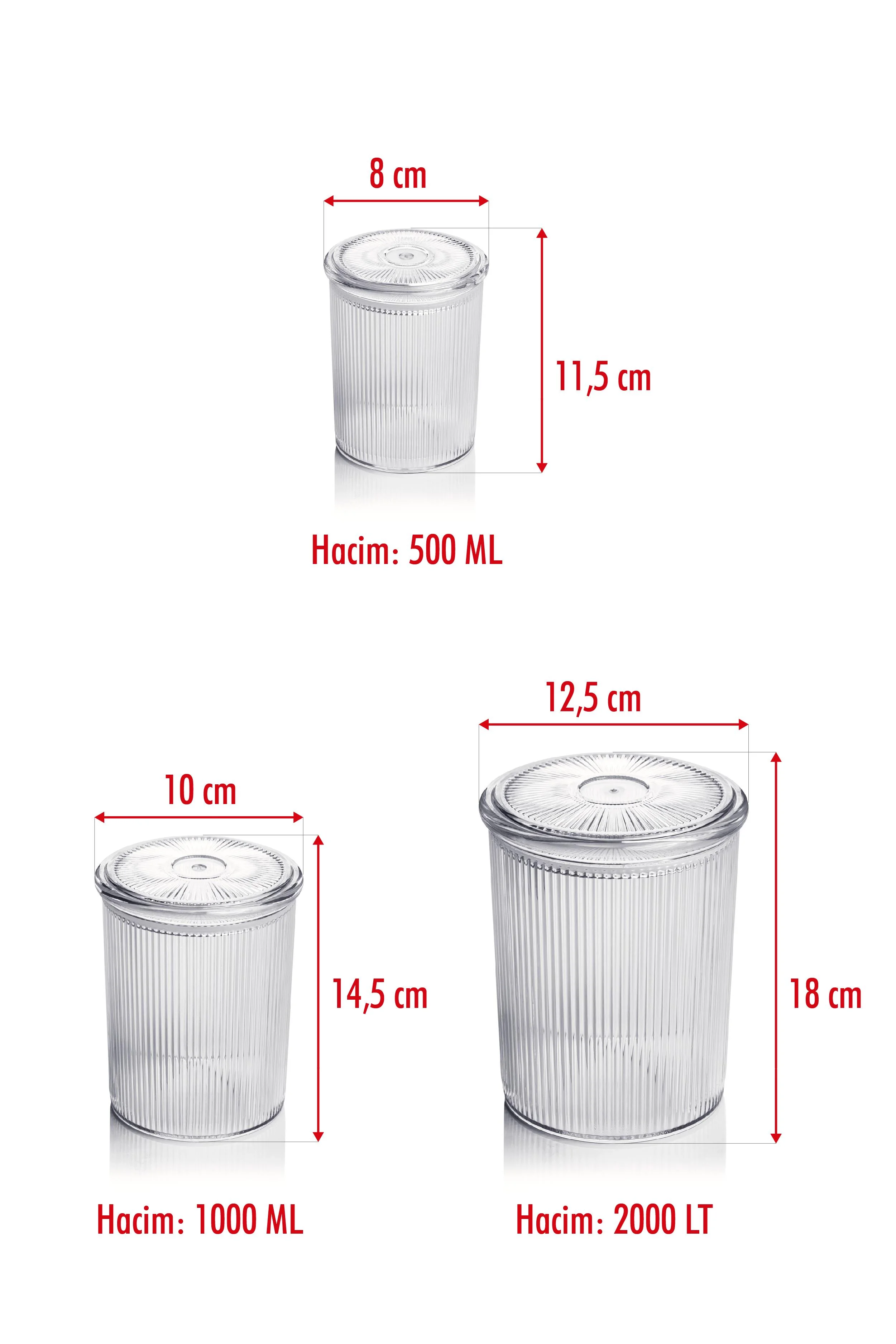 12'li Barok Yuvarlak 3 Boy Kavanoz Seti & Saklama Kabı & Erzak Kabı (4*2000 ML, 4*1000 ML, 4*500 ML) görsel 4