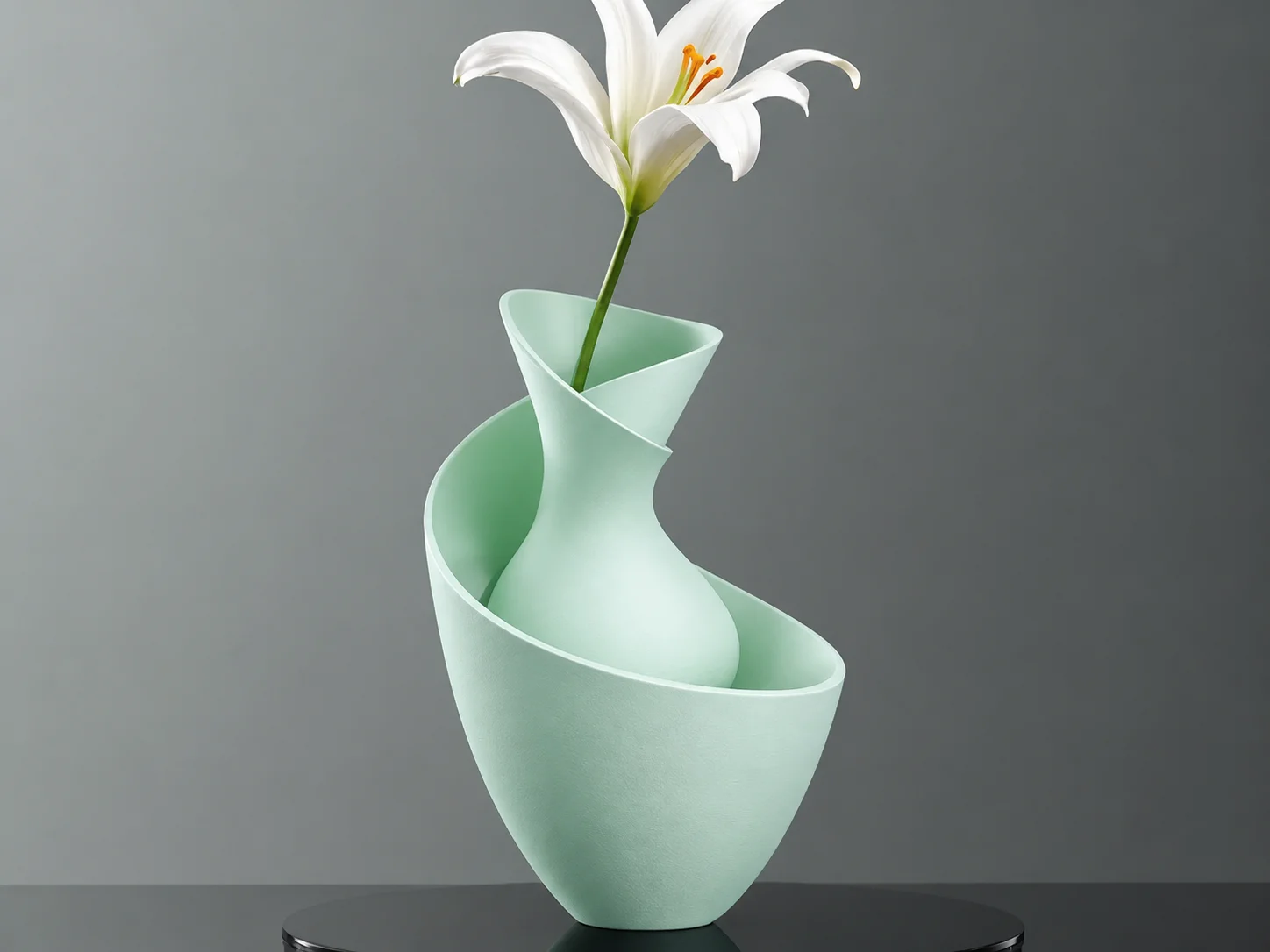 3D Baskı Bold Vazo - Akışkan Formlu Dekoratif Vazo-Mint