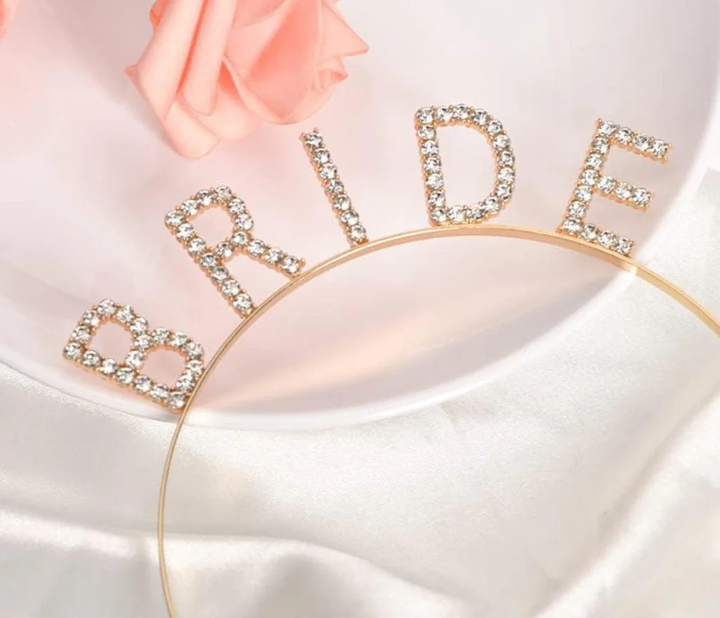 Altın Gold Renk Bekarlığa Veda Kristal Taş Bride Tacı İthal 16x10 cm görsel 3