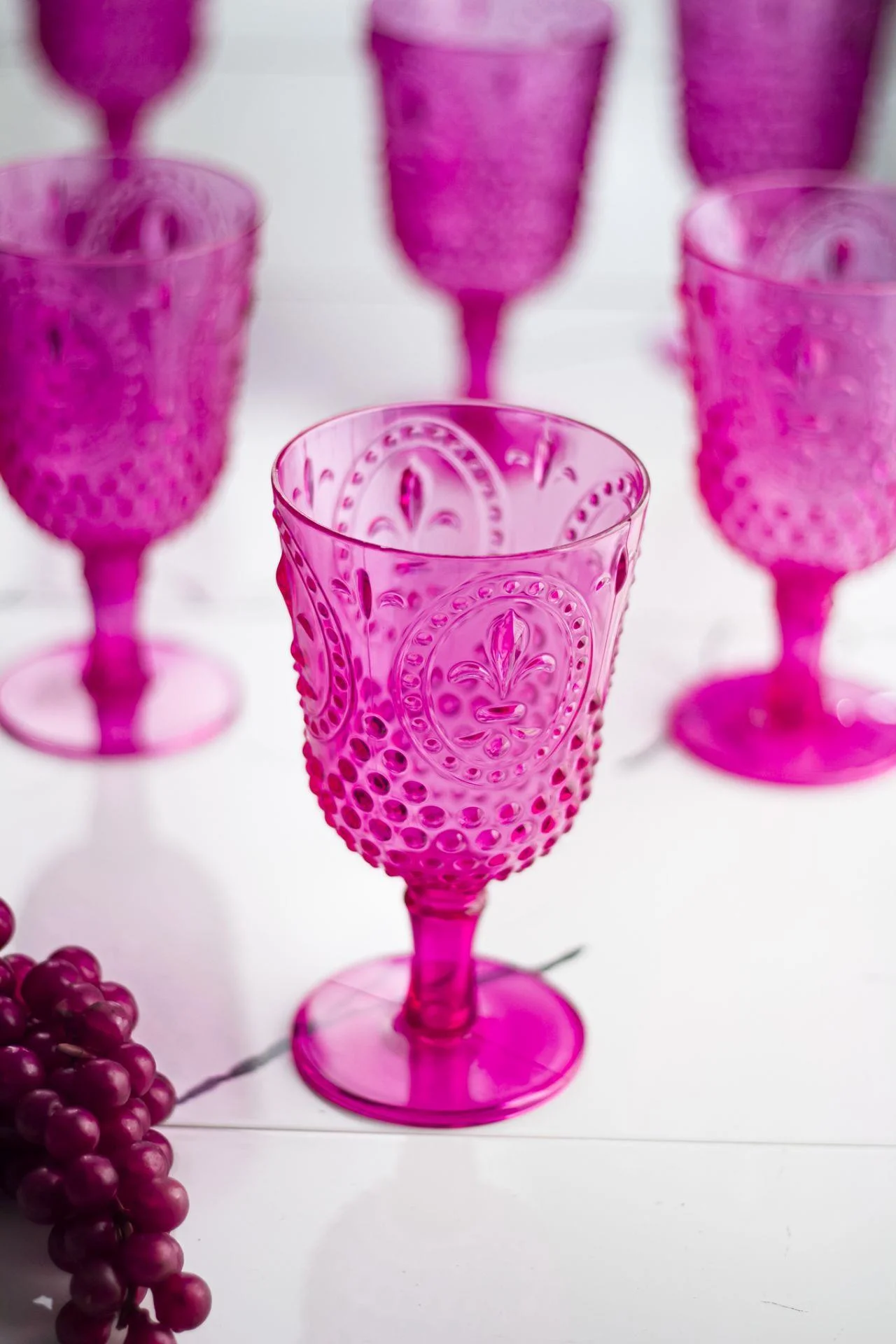 Akrilik Pembe 6'lı Kadeh & Su Meşrubat Kahve Yanı Bardağı 450 ml ( Cam Değildir ) görsel 2