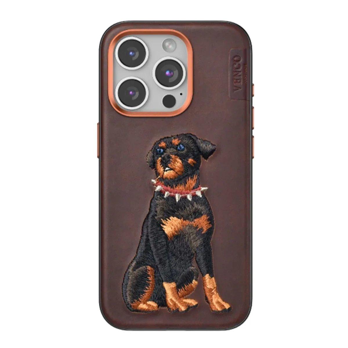 Venco Apple iPhone 15 Pro Perma Desenli Kapak - Koyu Kahve