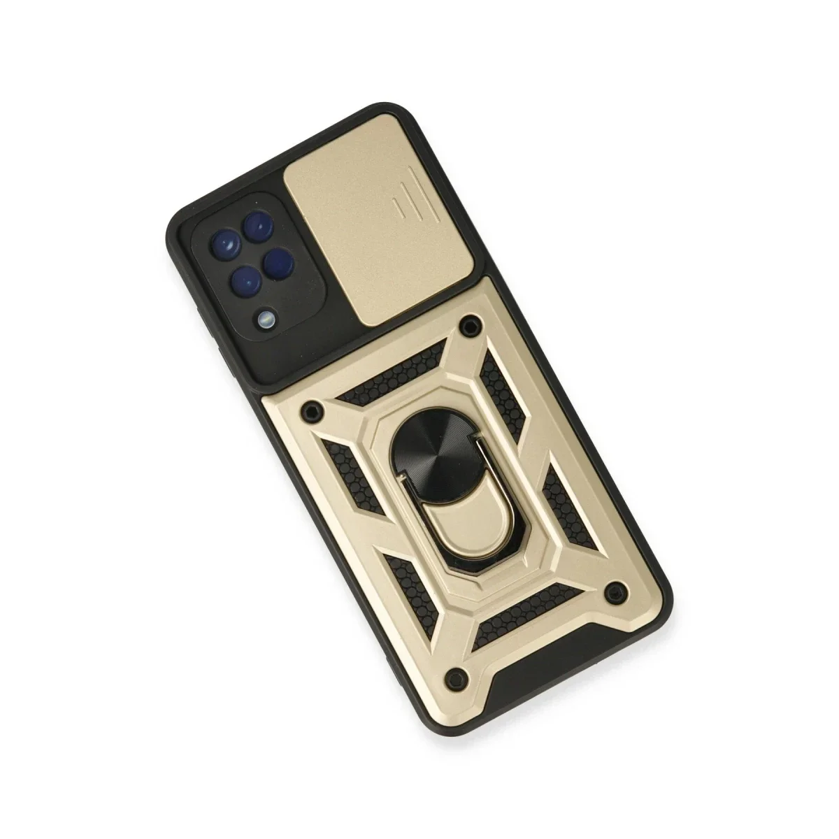 Samsung Galaxy A22 Kılıf Pars Lens Yüzüklü Silikon - Gold görsel 3