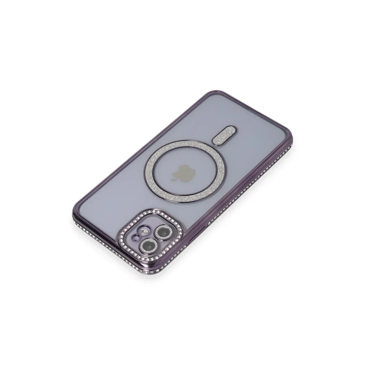Apple iPhone 11 Kılıf Joke Simli Magneticsafe Kılıf - Derin Mor görsel 2