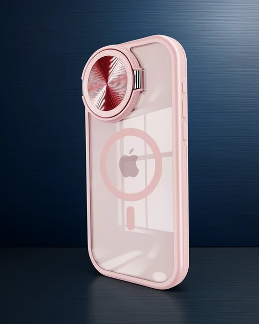 Apple İphone 14 Pro Max Kılıf Teleskop Lens Magsafe Silikon Kapak - Pembe