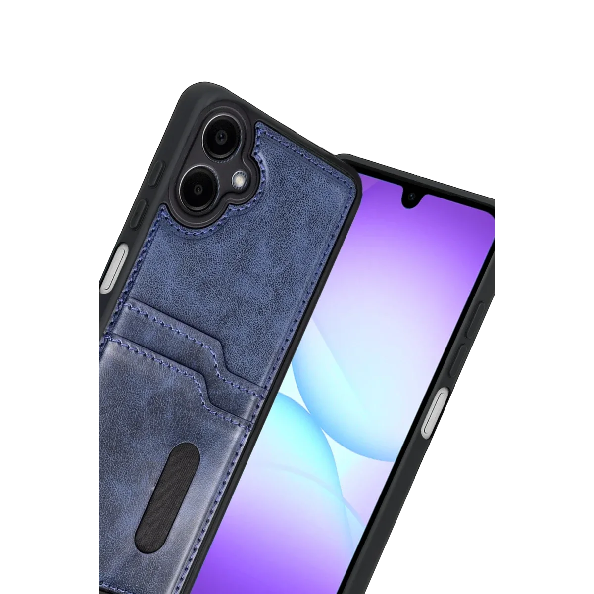 Samsung Galaxy A07 4G Sara Kartvizitli Deri Kılıf - Lacivert görsel 2
