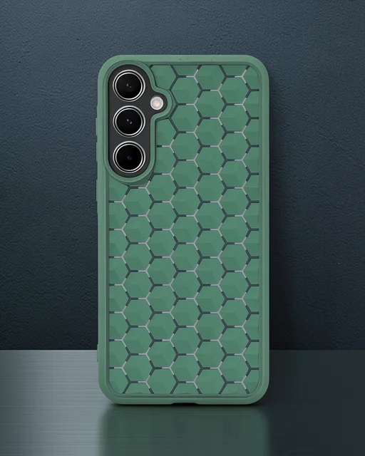 Samsung Galaxy A35 5g Kılıf Petek Silikon Kapak - Koyu Yeşil