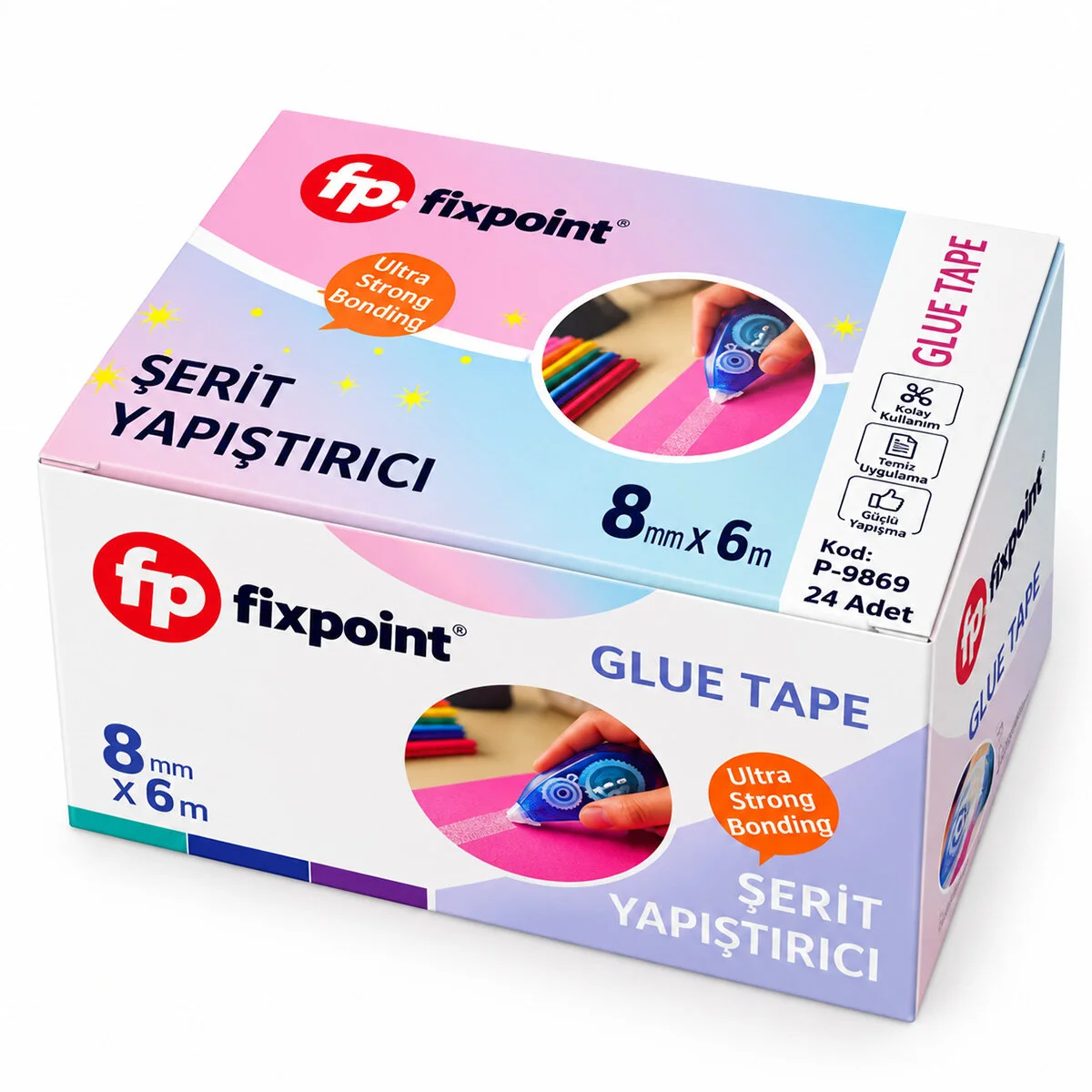 24 Adet Şerit Yapıştırıcı 6MTX8MM görsel 2
