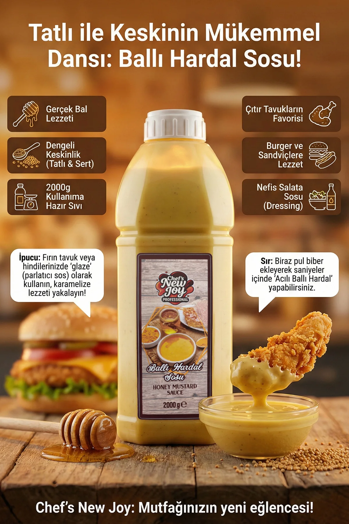Ballı Hardal Sosu 2000 gr Honey Mustard Sauce görsel 3