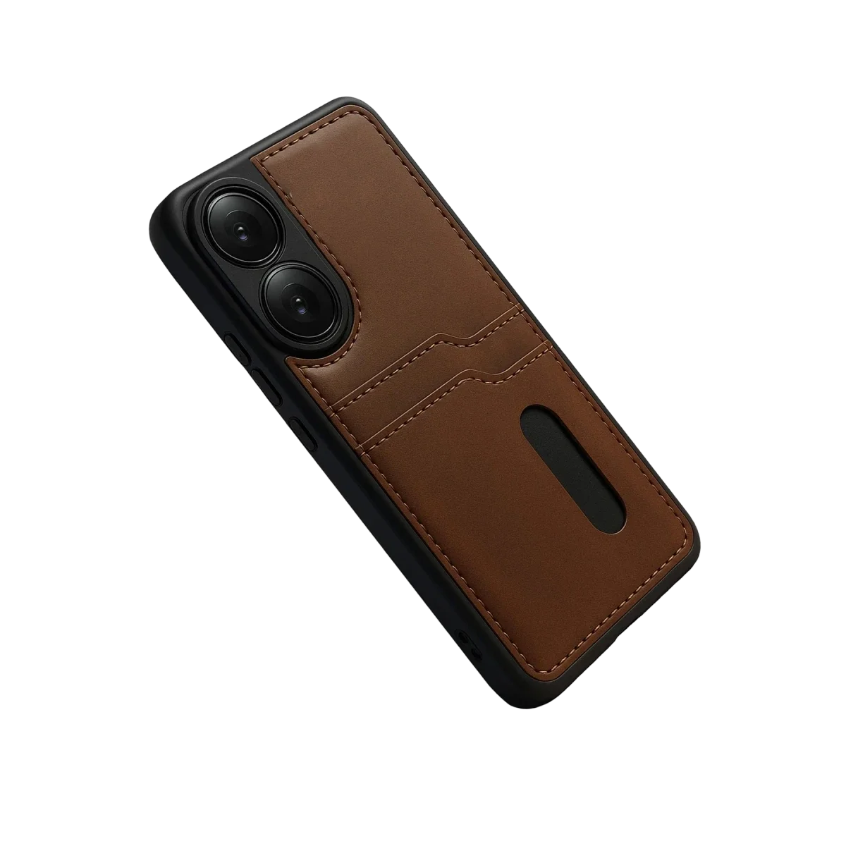 Oppo A38 Sara Kartvizitli Deri Kılıf - Taba görsel 5