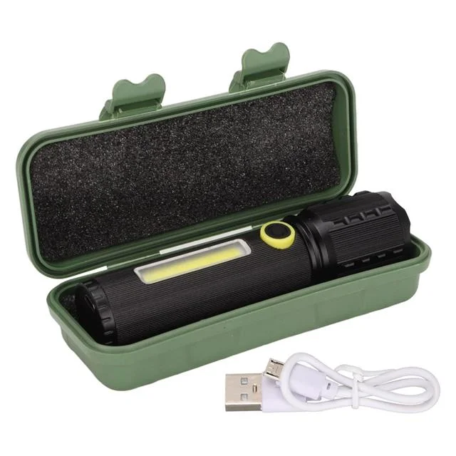 JF-72 Power Led, COB Led Zoomlu Flash Özellikli Şarjlı Metal Kasa Profesyonel El Feneri görsel 3