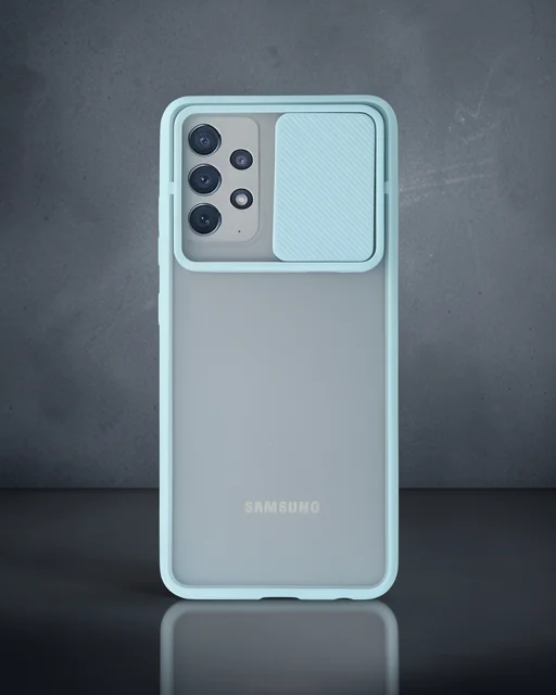 Samsung Galaxy A52 Kılıf Palm Buzlu Kamera Sürgülü Silikon - Turkuaz