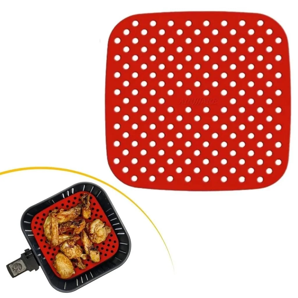 Siyah Isıya Dayanıklı Yıkanılabilir Silikon Fırın Ve Airfryer Kare Model Pişirme Matı 21,5 Cm görsel 5