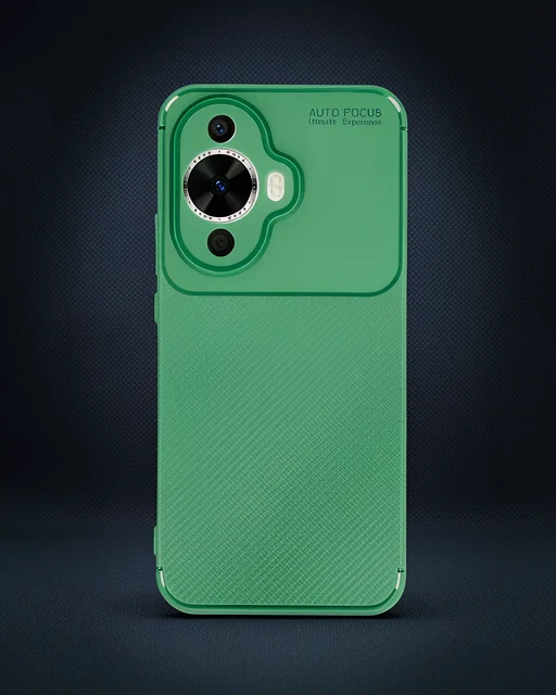 Huawei Nova 12s Kılıf Auto Focus Karbon Kapak - Koyu Yeşil