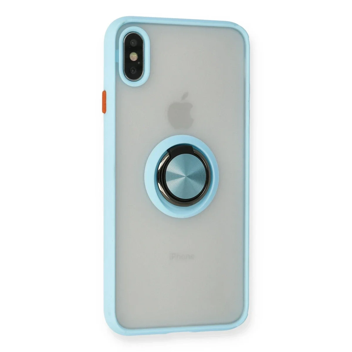 Apple iPhone XS Max Kılıf Montreal Yüzüklü Silikon Kapak - Buz Mavi görsel 2
