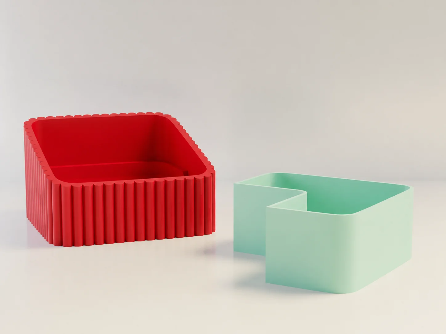 3D Baskı Fıstık Kasesi - Çift Hazneli Kabuk Ayırıcı Sunum Kasesi - Kırmızı Mint görsel 2