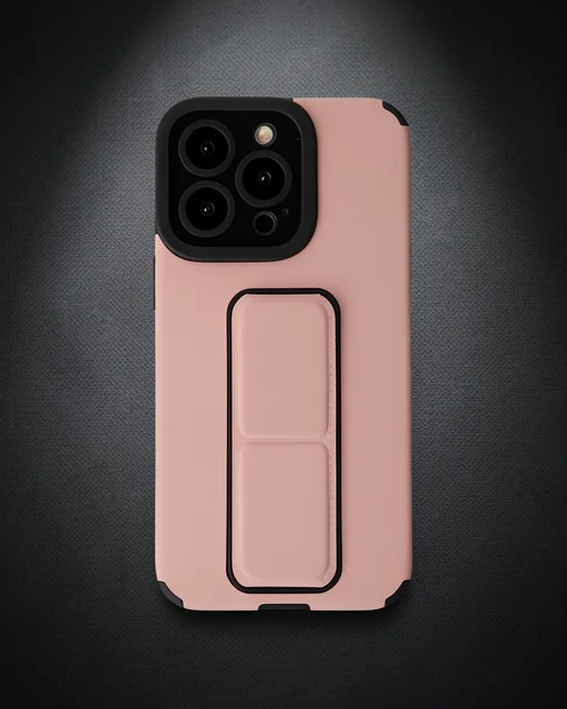 Apple İphone 13 Pro Kılıf Mega Standlı Silikon - Pudra