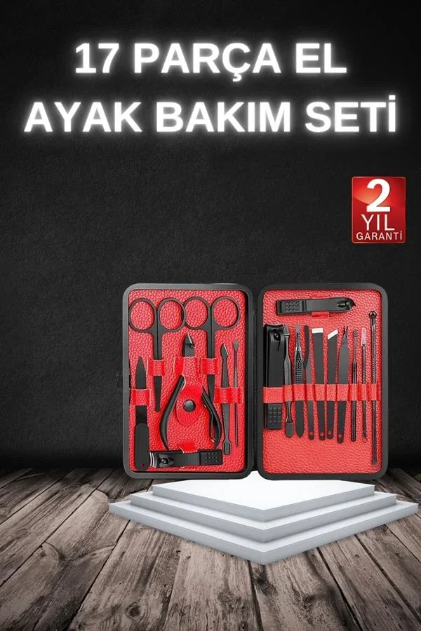 17 Parça Manikür Seti Taşınabilir Özel Çantalı El ve Ayak Bakımı Tırnak Batığı Tezleme görsel 2
