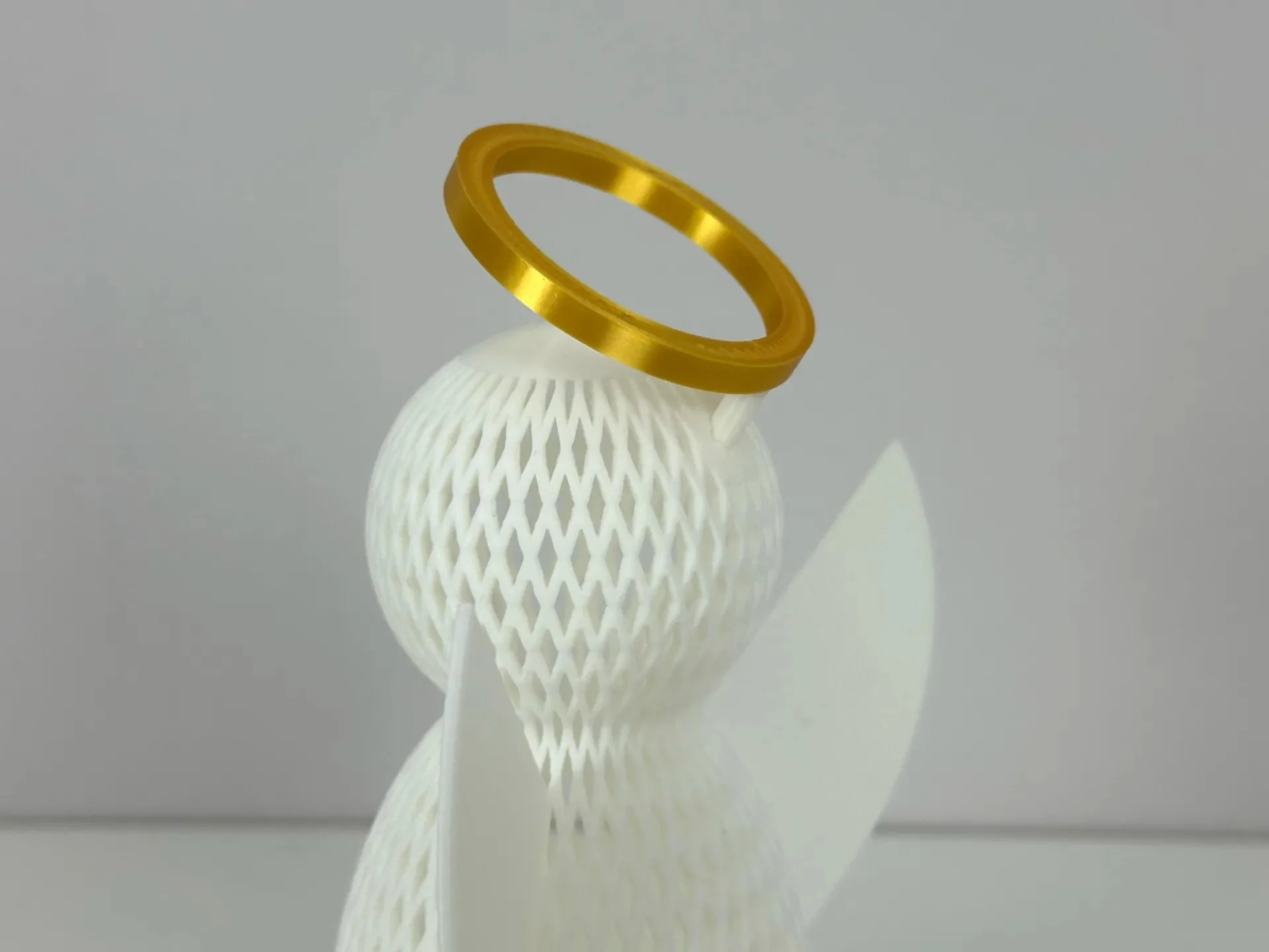 3D Baskı File Dokulu Melek Tealight Mumluk 14,5 cm Altın Haleli Dekoratif Fener Şamdan Masa Süsü görsel 2