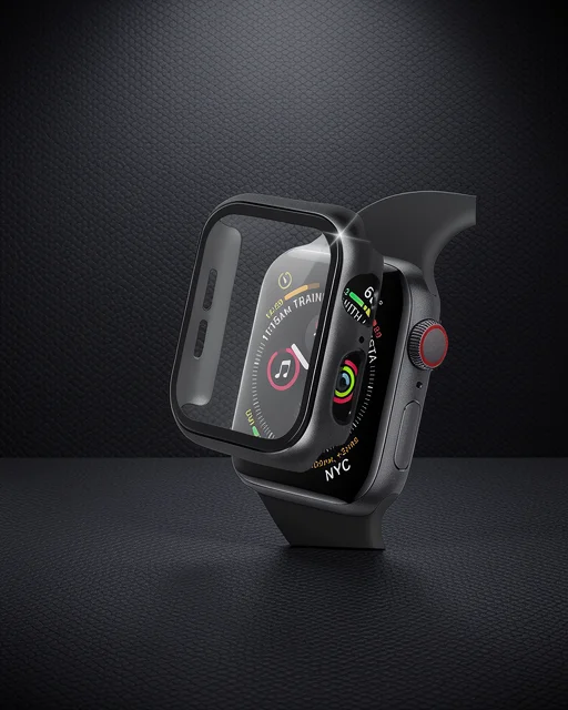 Apple Watch 42mm Camlı Kasa Ekran Koruyucu - Siyah
