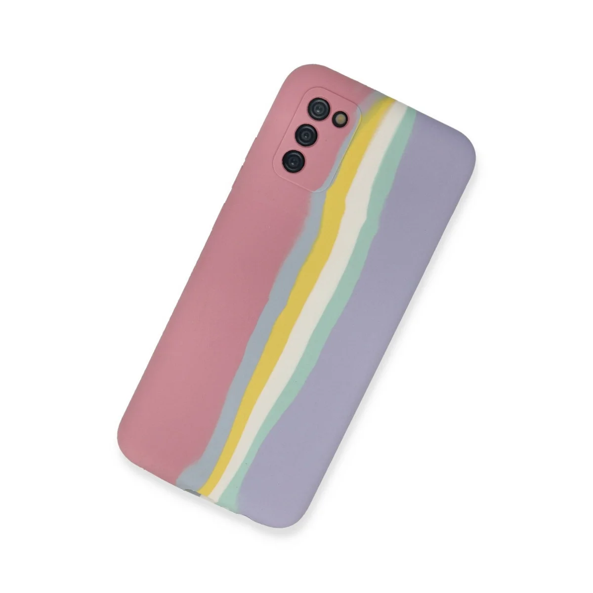 Samsung Galaxy A03s Kılıf Ebruli Lansman Silikon - Pembe-lila görsel 2