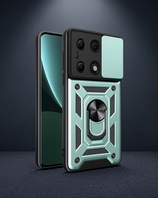 Xiaomi Poco M6 Pro 4g Kılıf Pars Lens Yüzüklü Silikon - Yeşil