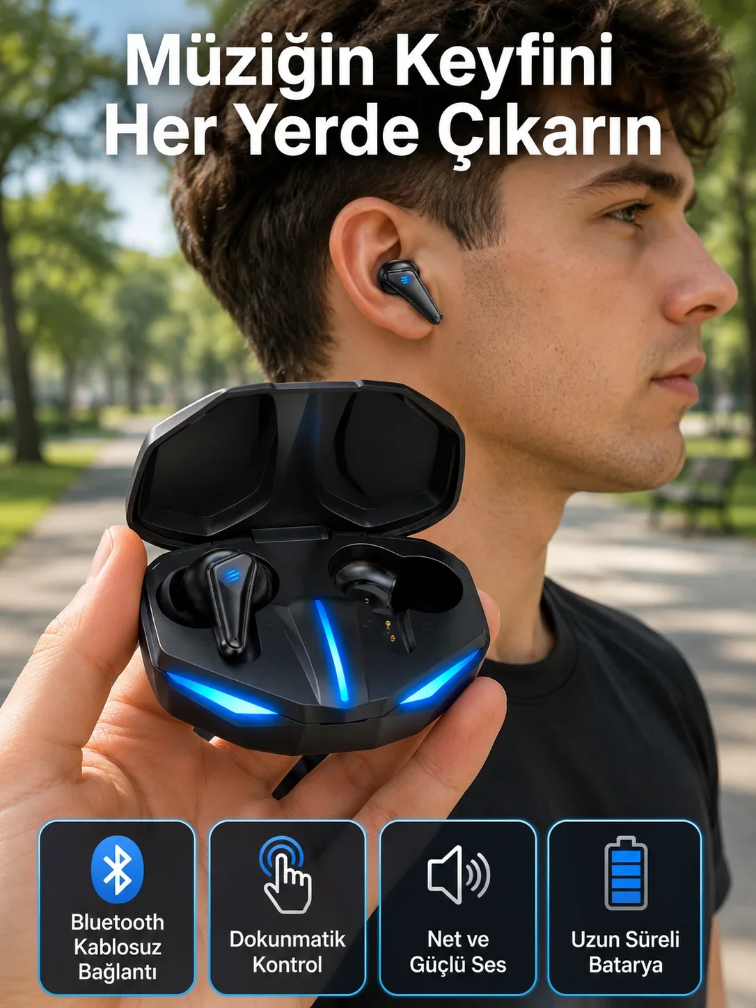 Wireless Gang Kulaklık krofonlu Bluetooth Oyuncu Kulaklığı