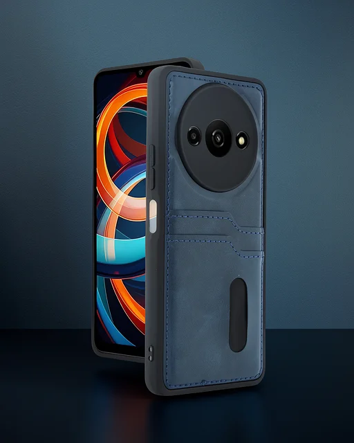 Xiaomi Redmi A3 4g Kılıf Sara Kartvizitli Deri Kılıf - Lacivert