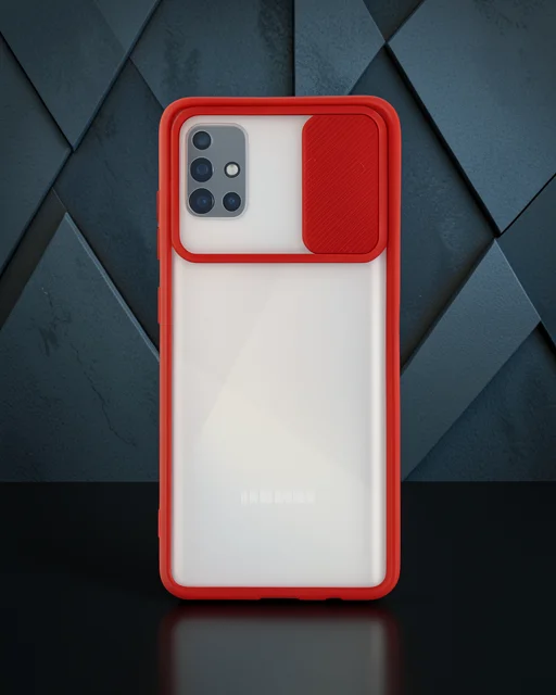 Samsung Galaxy A71 Kılıf Palm Buzlu Kamera Sürgülü Silikon - Kırmızı