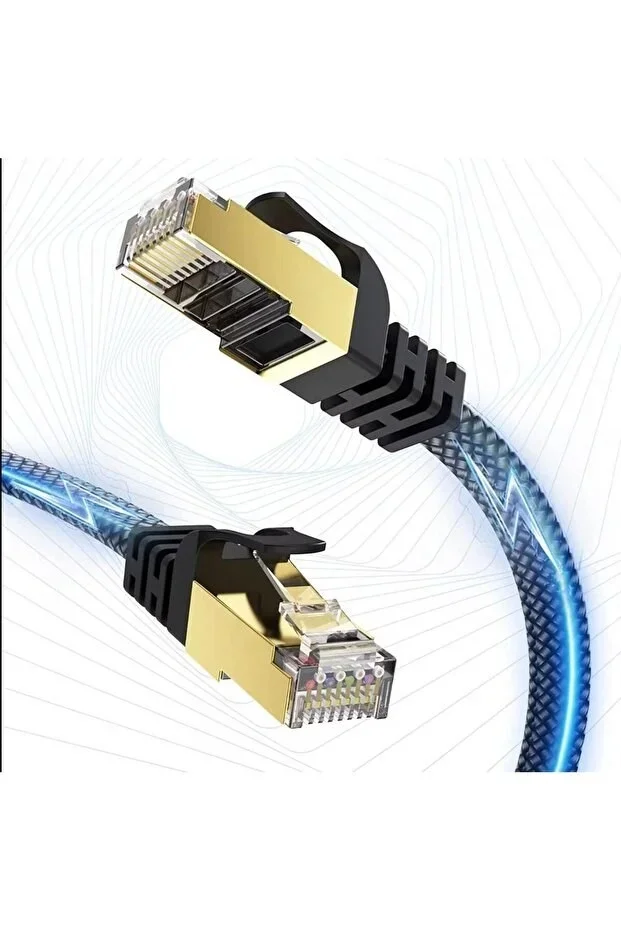 Cat 8 LAN Kablosu –Ethernet Kablosu Örgü Kaplama, Yüksek Hızlı (3 METRE) görsel 2