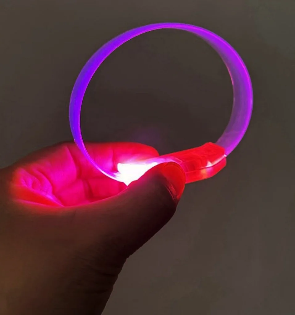 3 Modlu Pilli LED Işıklı Esnek Parti Bilekliği Pembe görsel 2
