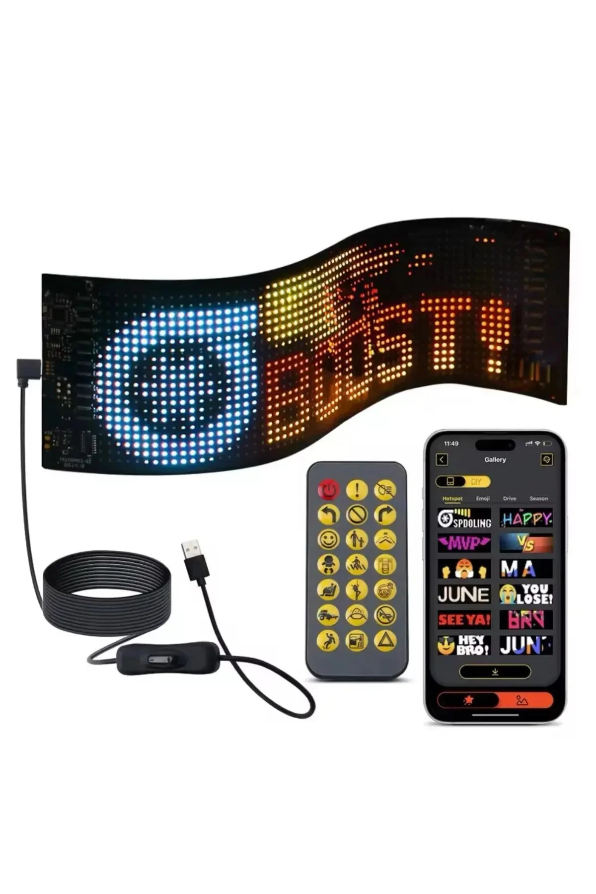 Led Ekran Matrix Panel Cama Yapışan En Büyük Boy 16X96 led sayısı Araba Yazısı 12cm-59.5cm görsel 2