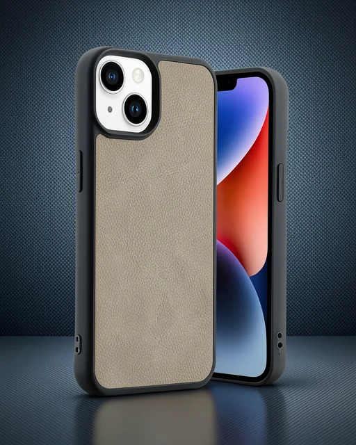 Apple İphone 15 Kılıf Aras Deri Kapak - Pudra