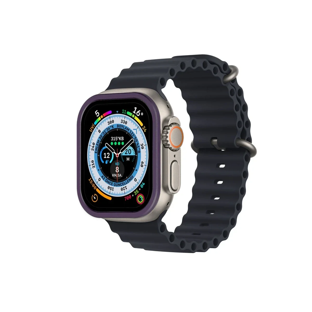 Apple Watch Ultra 49mm Alüminyum Kasa Cam Ekran Koruyucu - Mor görsel 2